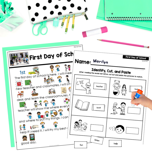 First Day of School Social Narrative for Elementary & Special Education