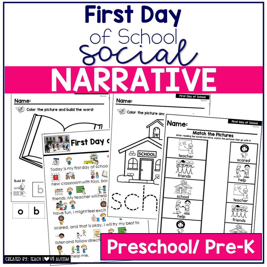 First Day of School Social Narrative for Preschool & Special Education