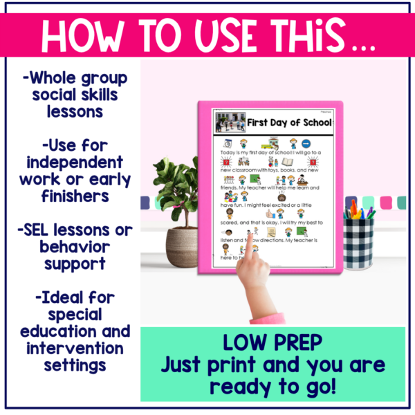 First Day of School Social Narrative for Preschool & Special Education