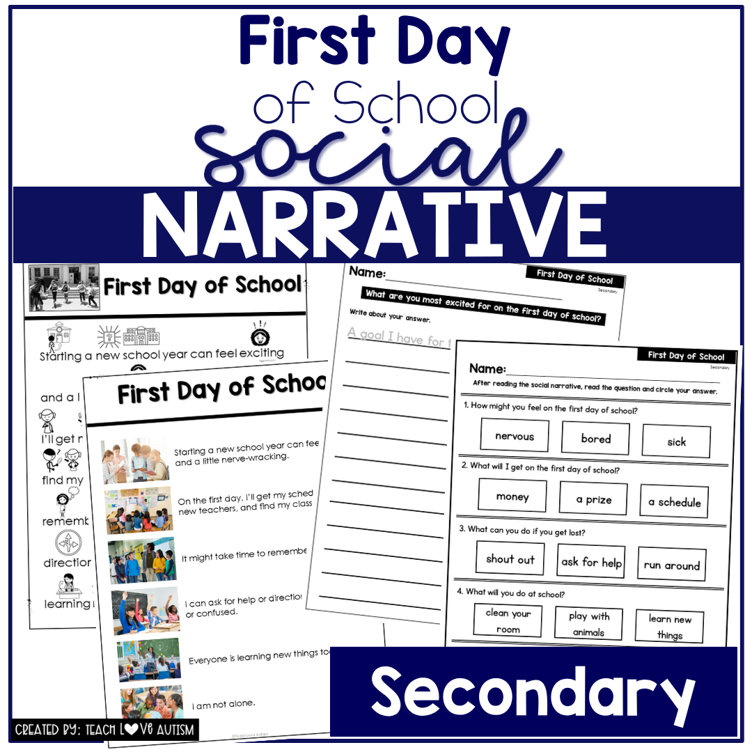 First Day of School Social Narrative for Secondary & Special Education