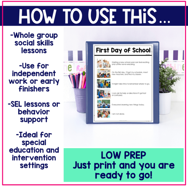 First Day of School Social Narrative for Secondary & Special Education