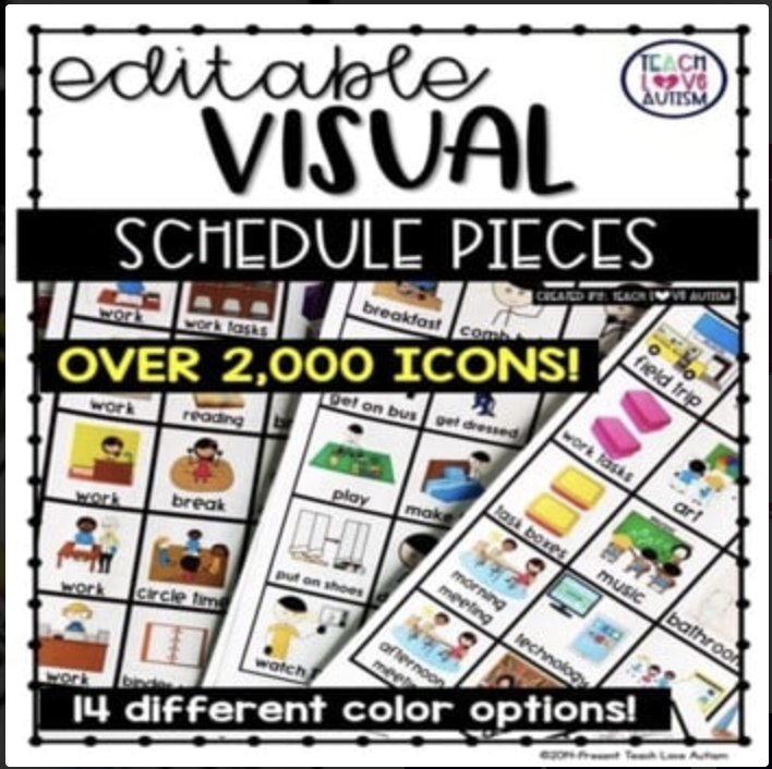 Schedule Cards allow students to reference independently/