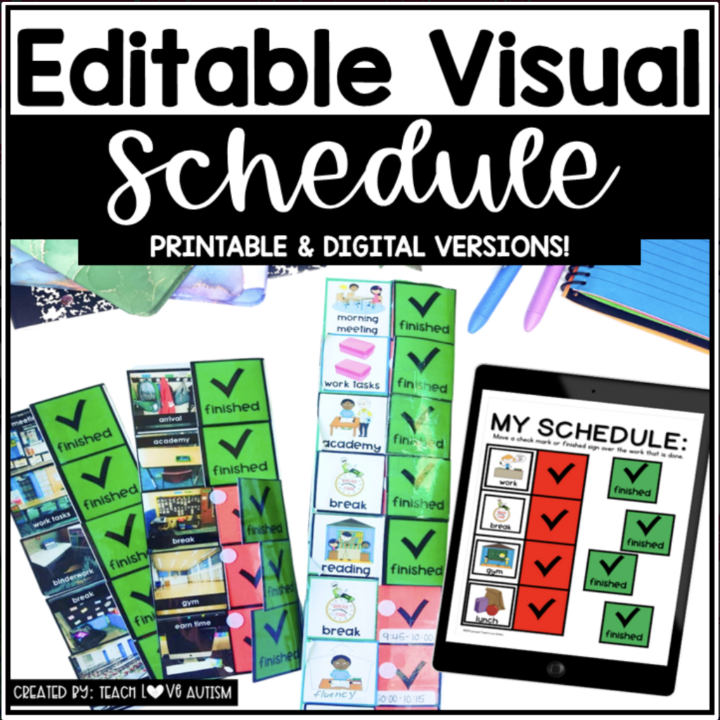 Schedule cards allow students to reference independently.