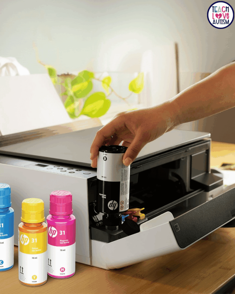 A reliable printer is essential for a classroom setup.