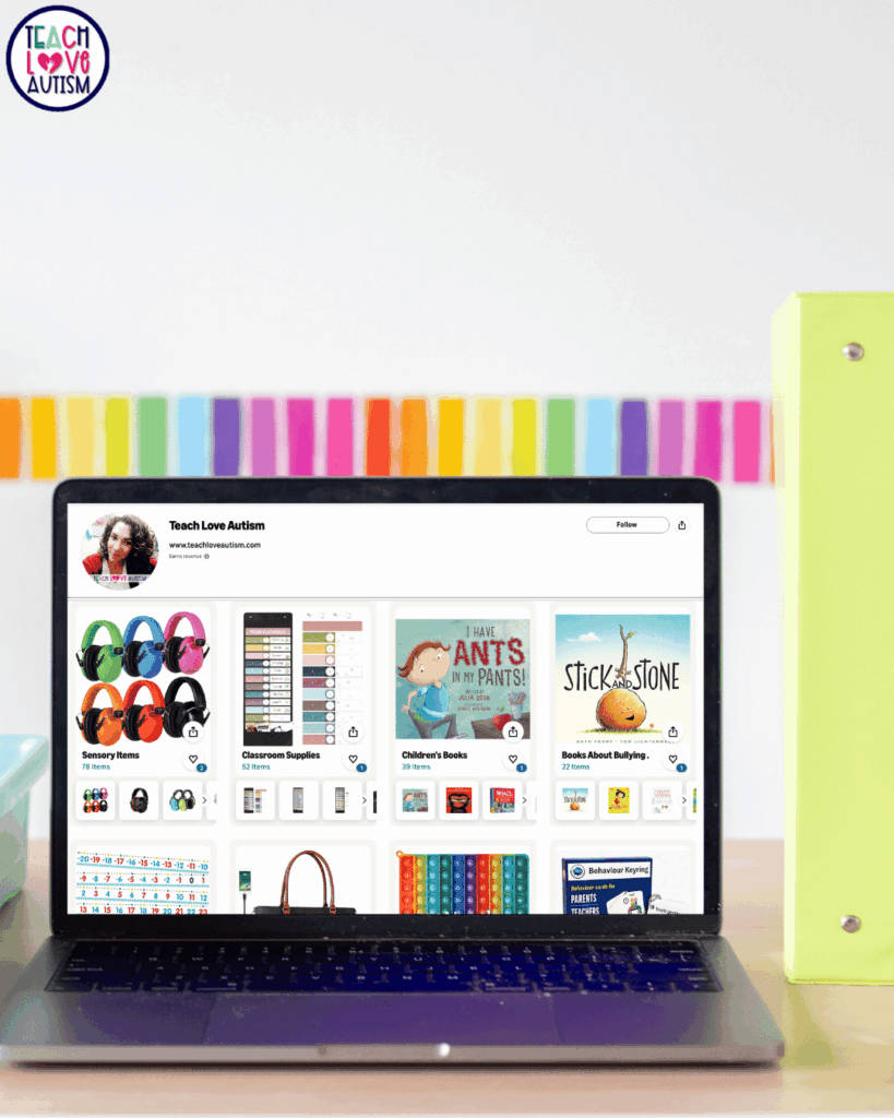 Browse my Amazon storefront for many of my favorite classroom supplies, organization tools, sensory supports, and teacher favorites that I use throughout the school year. Together, these resources can help you build a classroom that's organized, engaging, and designed to meet the unique needs of your students.