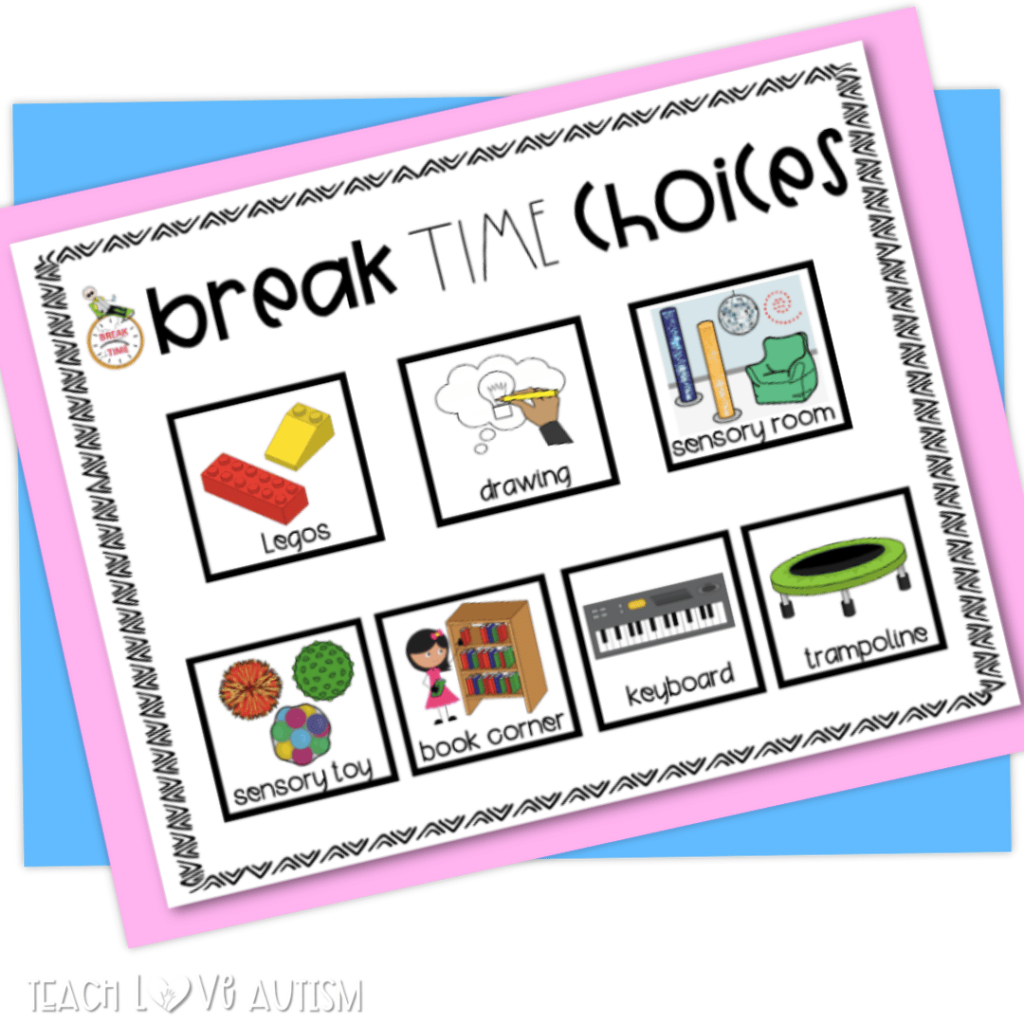The free Break Time Choice Board is a great tool for incorporating breaks in the classroom.