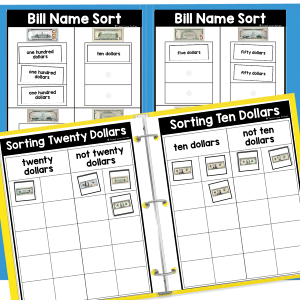 U.S. BILLS Independent Work Binder Money File Folders for Work Tasks - Image 5