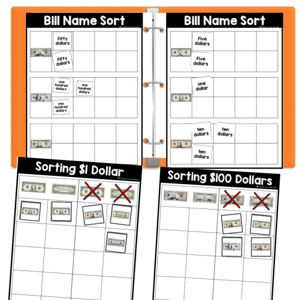 U.S. BILLS Independent Work Binder Money File Folders for Work Tasks - Image 6