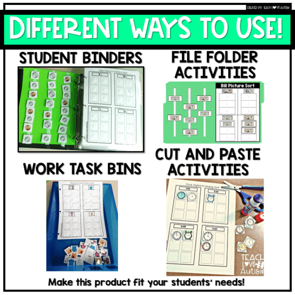 U.S. BILLS Independent Work Binder Money File Folders for Work Tasks - Image 4