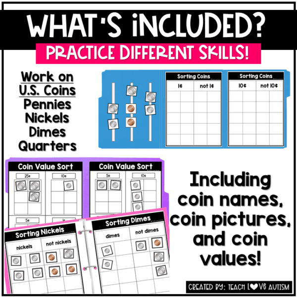 U.S. COINS Independent Work Binder Money File Folders and Activities - Image 3