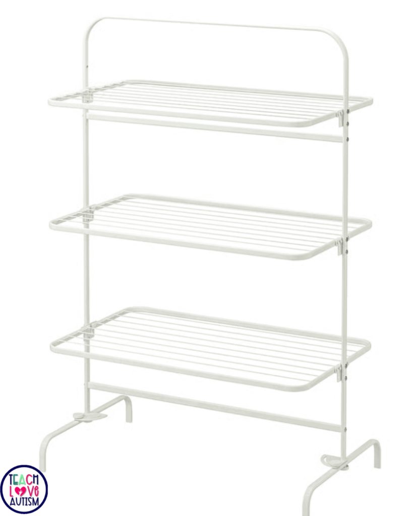 This clothes drying rack from Ikea makes a great art rack or drying rack for the classroom.