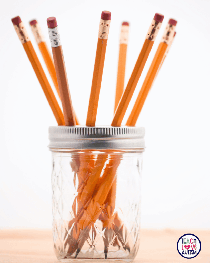 Use jars and cans to store supplies in the classroom.