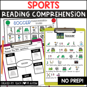 Sports Reading Comprehension with Visuals for Special Education