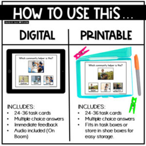 Community Helpers | Social Studies Printable Task Cards | Boom Cards ...