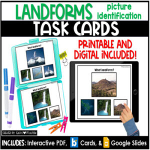 Landforms Picture Match | Geography | Social Studies Task Cards | Boom Cards
