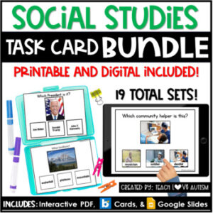 Social Studies Task Cards Bundle | Boom Cards | Google Slides