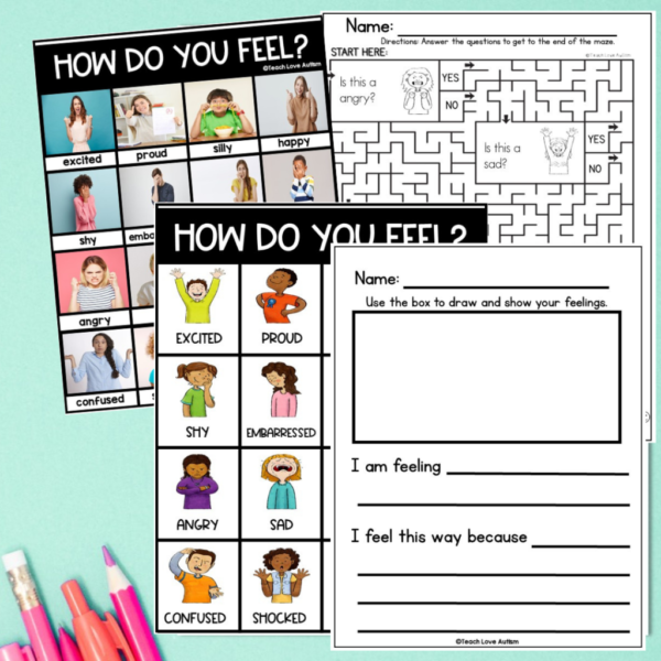 Emotion Posters and Maze Worksheets - Teach Love Autism