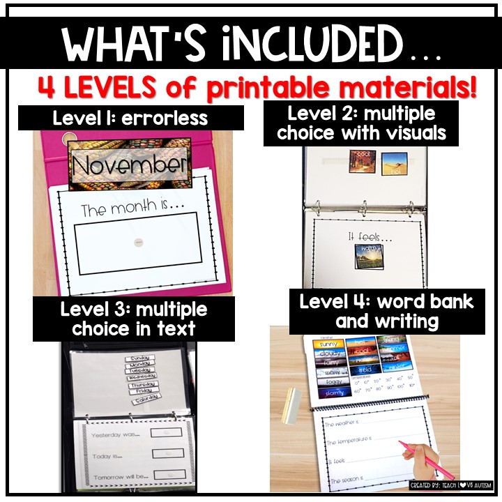 student binder levels for morning meeting activities