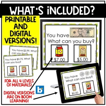 printable and digital options for teaching money skills