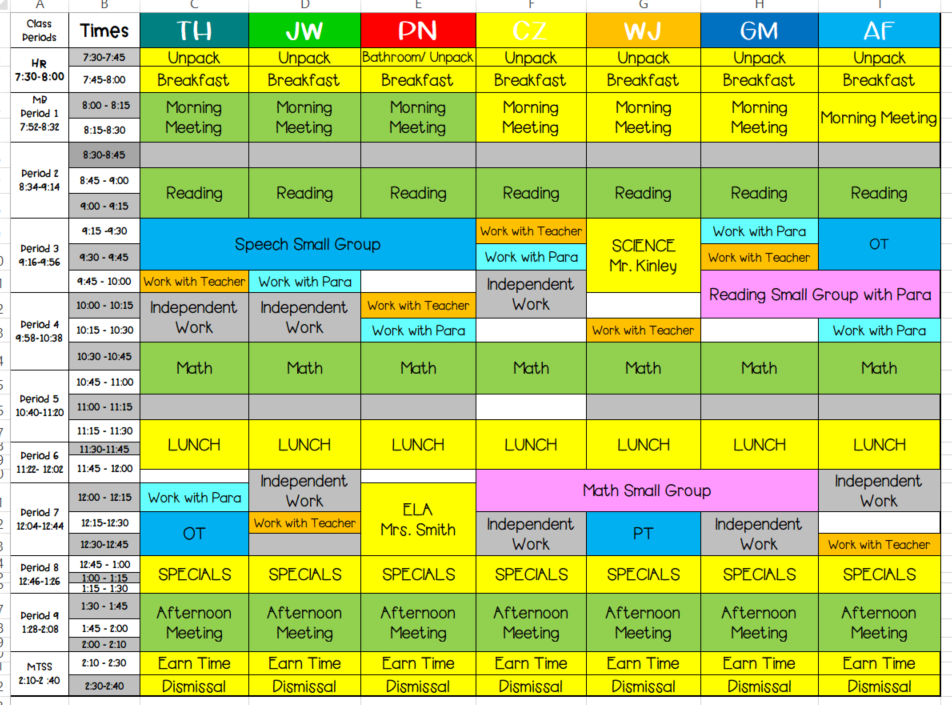 special education classroom schedule 2