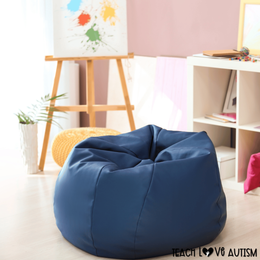 Flexible seating options, like the beanbag chair shown in this photo are perfect to add to your classroom setup.