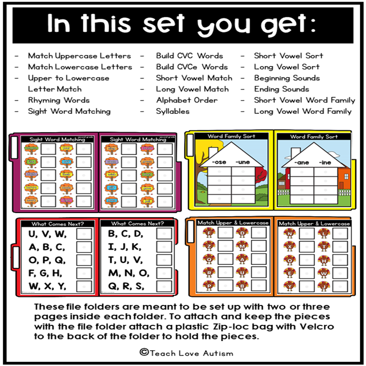 Monthly Reading File Folders and Literacy Center Activities for Phonics ...