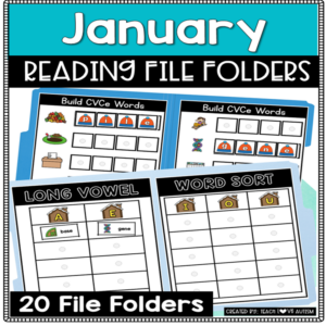 January Reading File Folders | Winter Activities | Literacy Centers