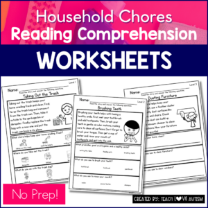 simple life skills reading comprehension household chores