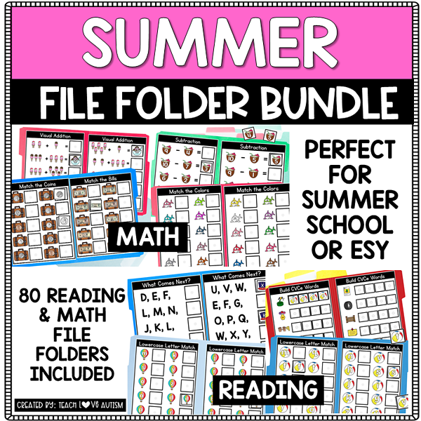 Summer Reading and Math File Folders