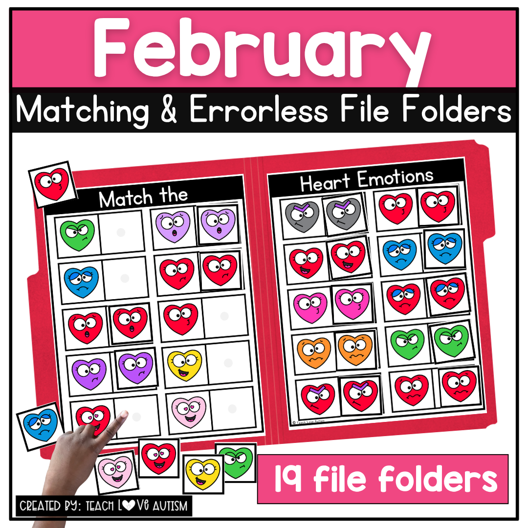 February Matching and Errorless File Folders