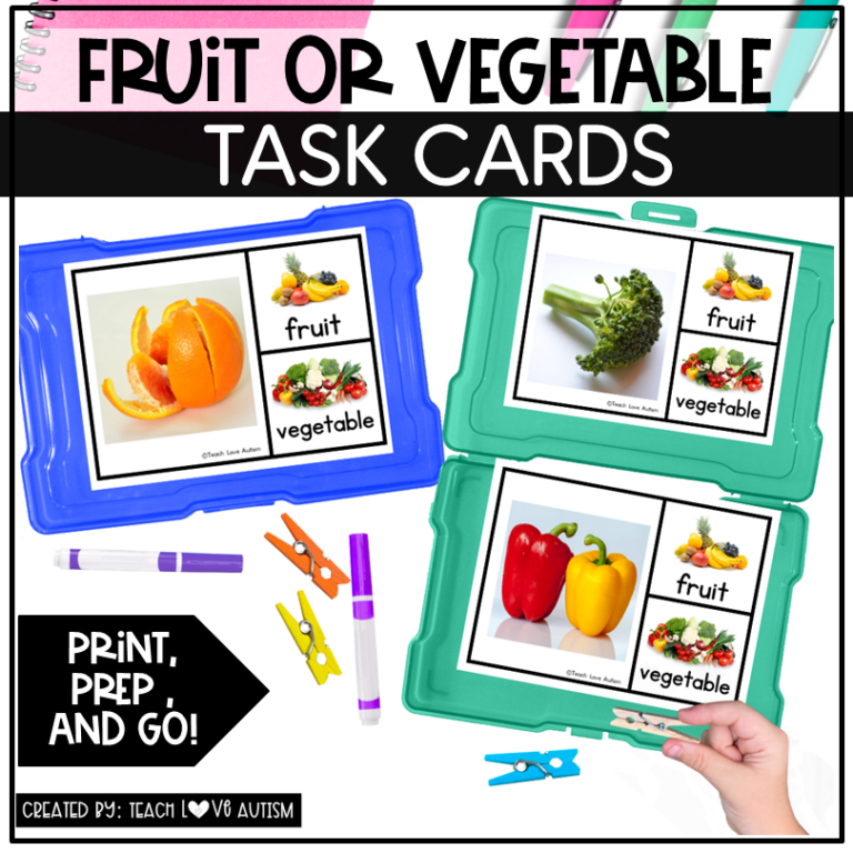 Fruit or Vegetable Task Cards | Life Skills - Teach Love Autism