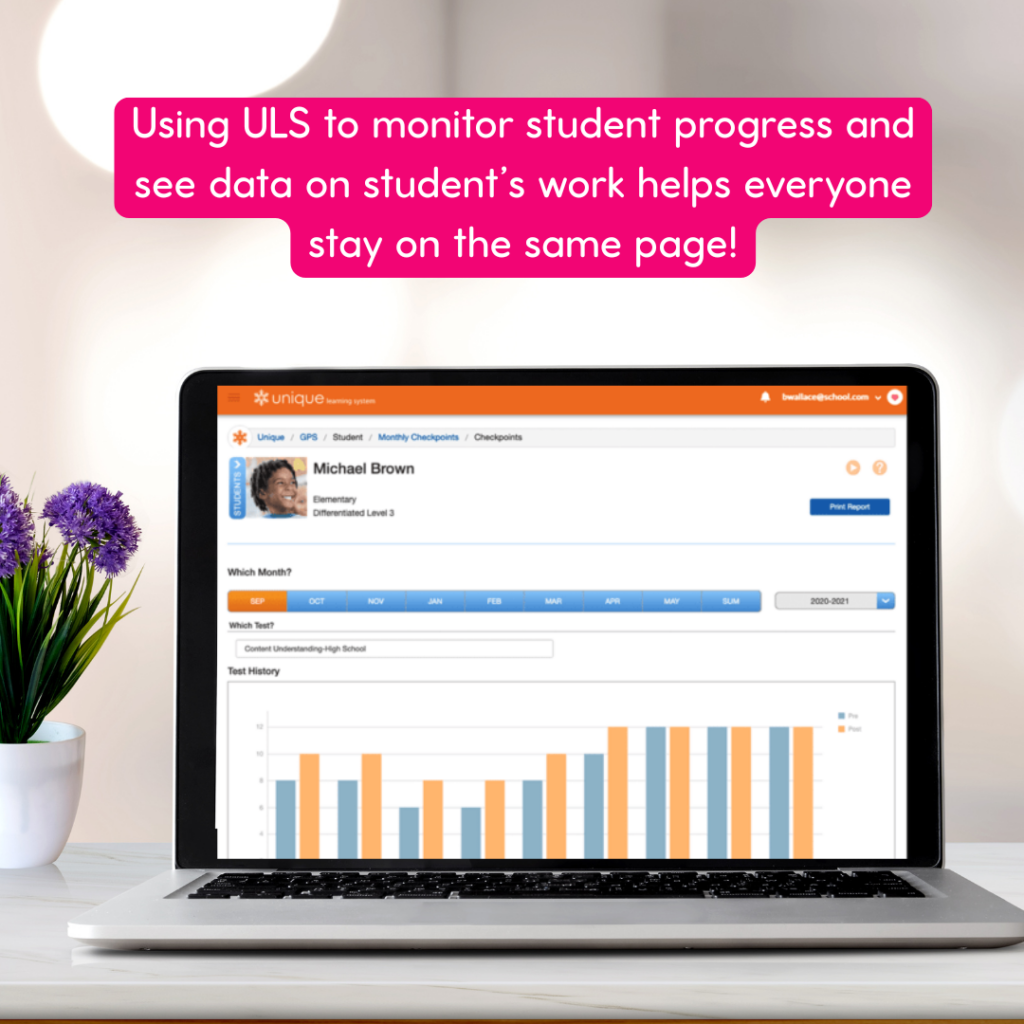 unique learning systems student assessment data