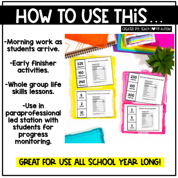 Reading Nutrition Labels Task Cards | Life Skills - Image 4