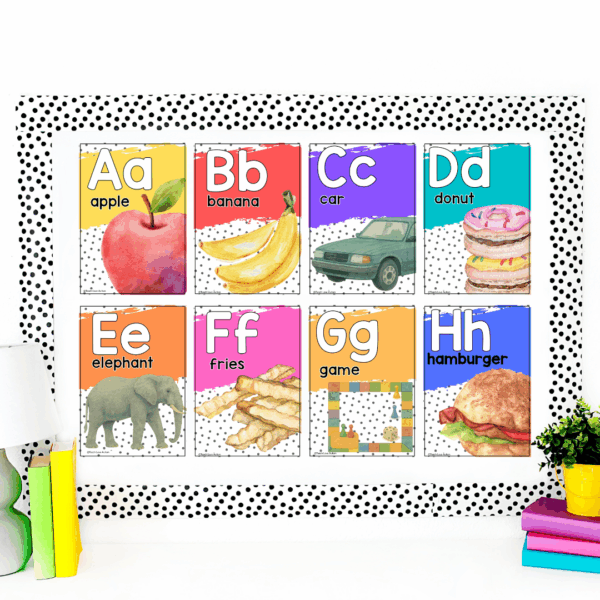 Watercolor Alphabet Posters with Real Images for Pre-K, Kindergarten, Special Ed, and Elementary Class Decor - Image 4