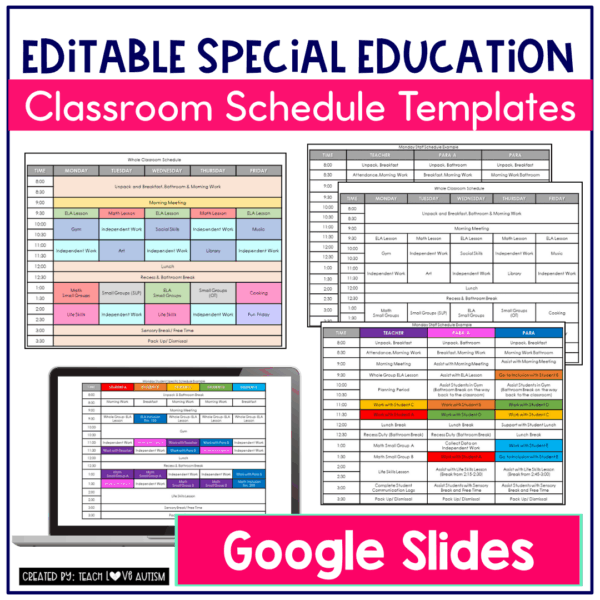 Editable Classroom Schedule Template Google Slides - Teach Love Autism