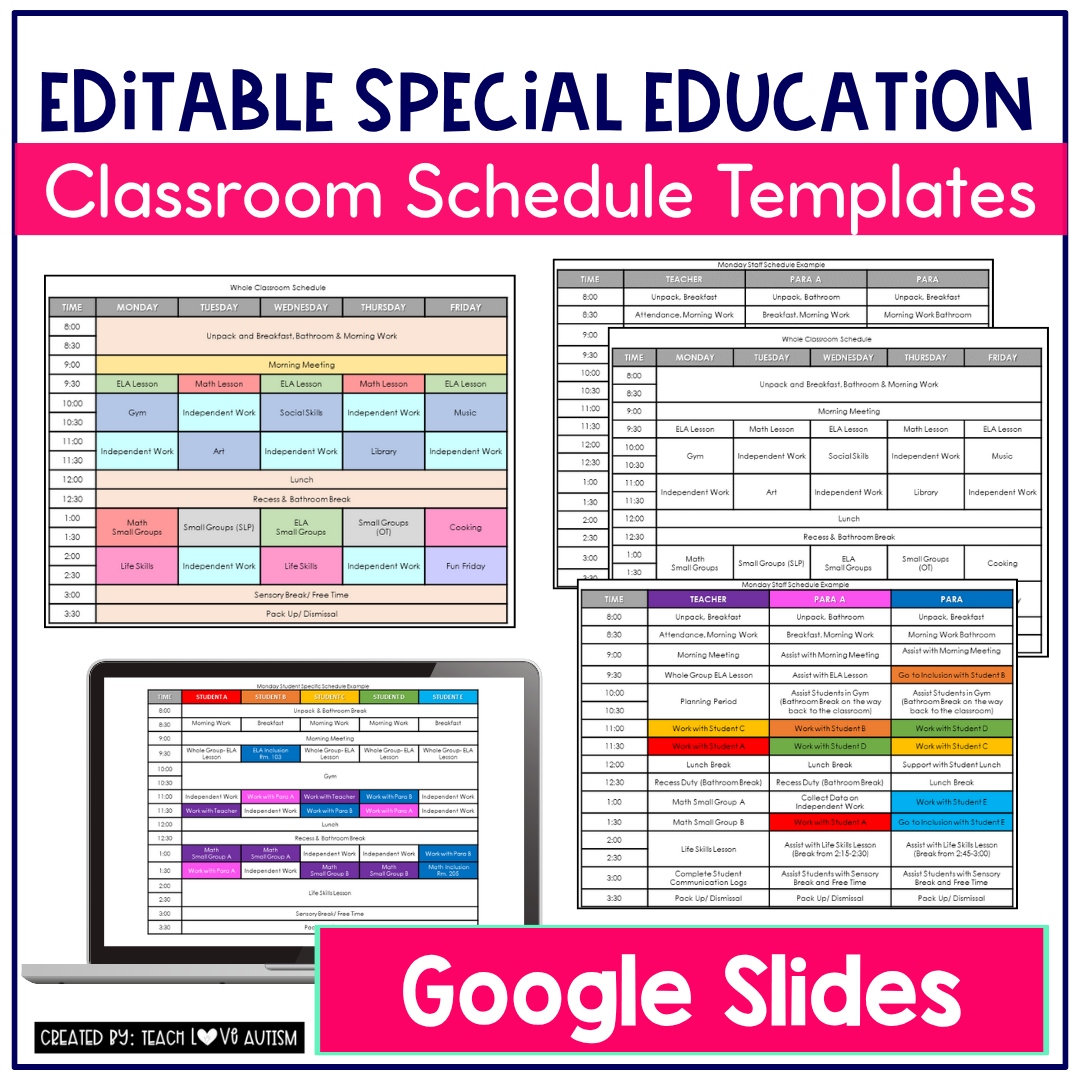 Editable Classroom Schedule Template Google Slides