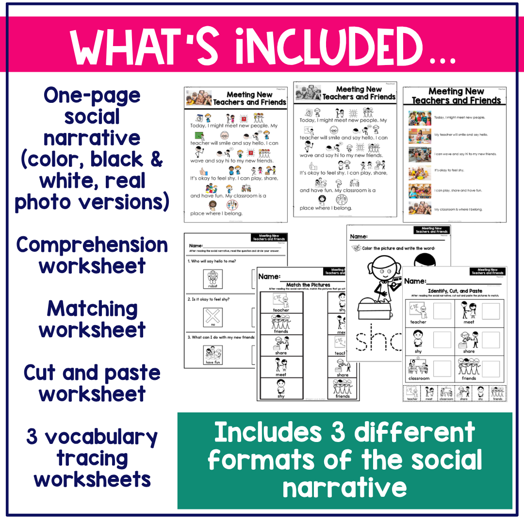 Meeting New Teachers and Friends Social Narrative for Preschool & Special Education