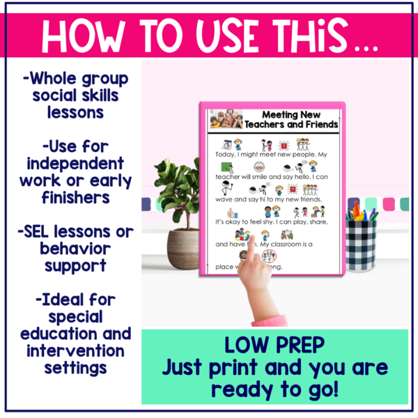 Meeting New Teachers and Friends Social Narrative for Preschool & Special Education
