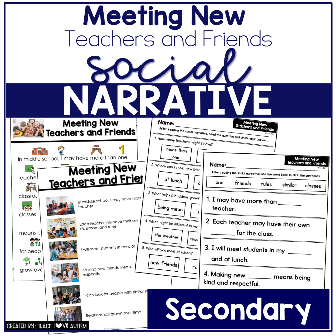 Meeting New Teachers and Friends Social Narrative for Secondary
