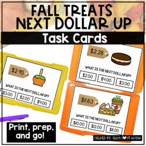 Fall Treats Next Dollar Up Task Cards