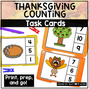 Thanksgiving Counting Task Cards Cover