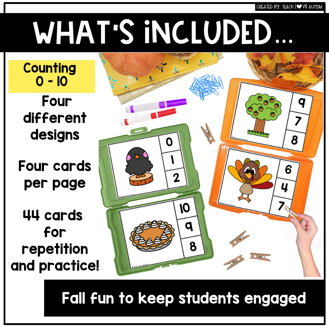Thanksgiving Counting Task Cards Cover