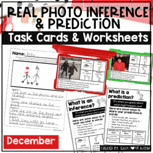 December Real Photo Predict & Infer Task Cards and Worksheets