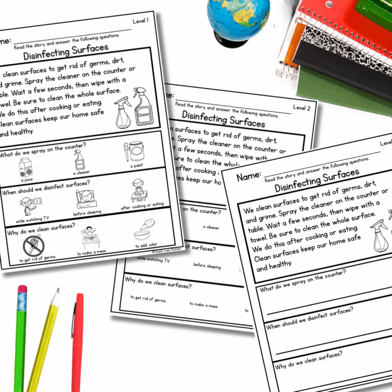 Simple Life Skills Reading Comprehension Worksheets | Cleaning and Home ...