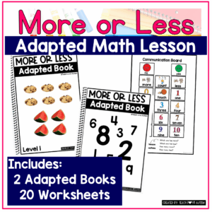 more or less adapted book and worksheets