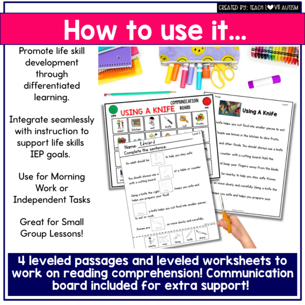 Using a Knife Life Skills Reading Comprehension