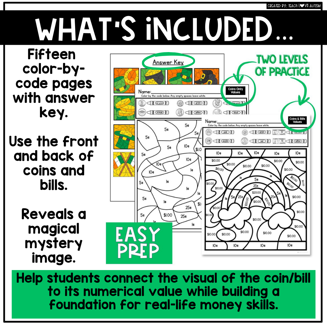 March Color by Code Money Values