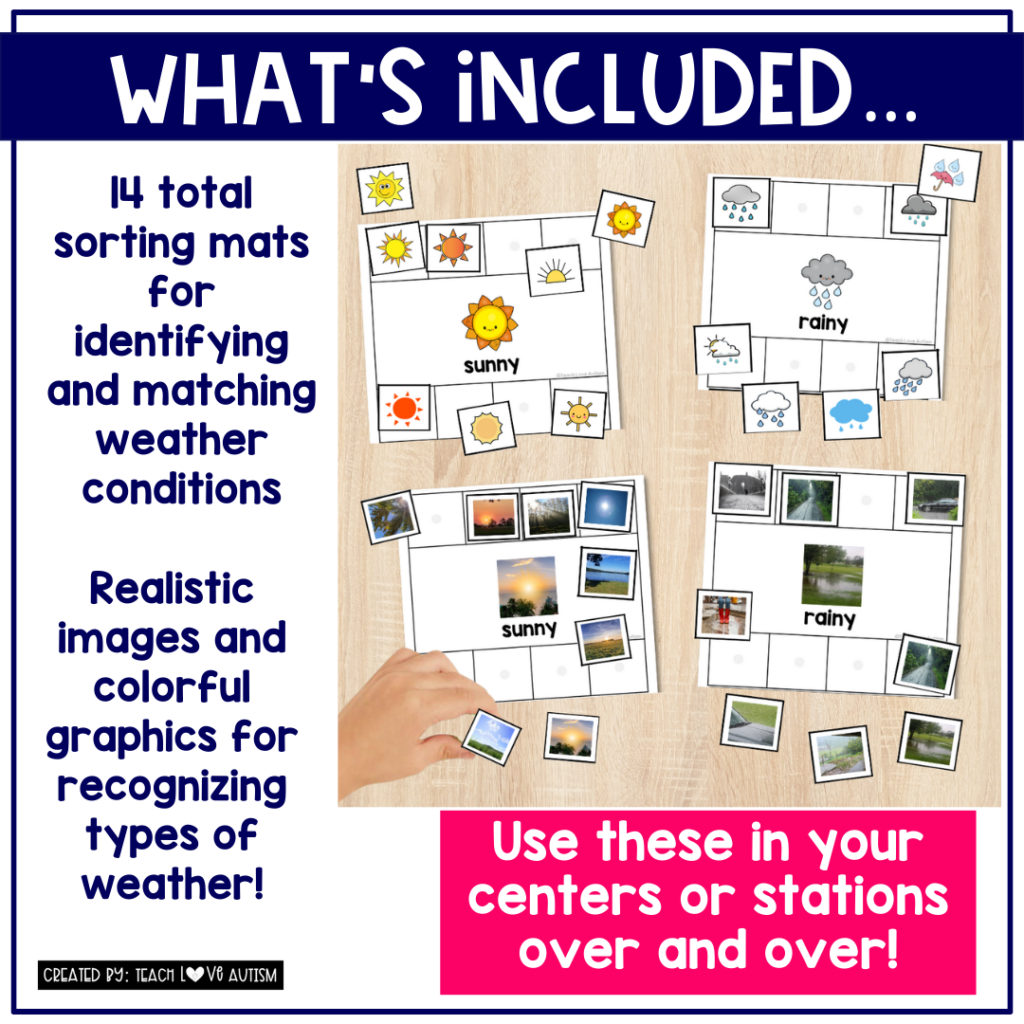 Weather. Sort Kid Weather Sorting Mats - Teach Love Autism