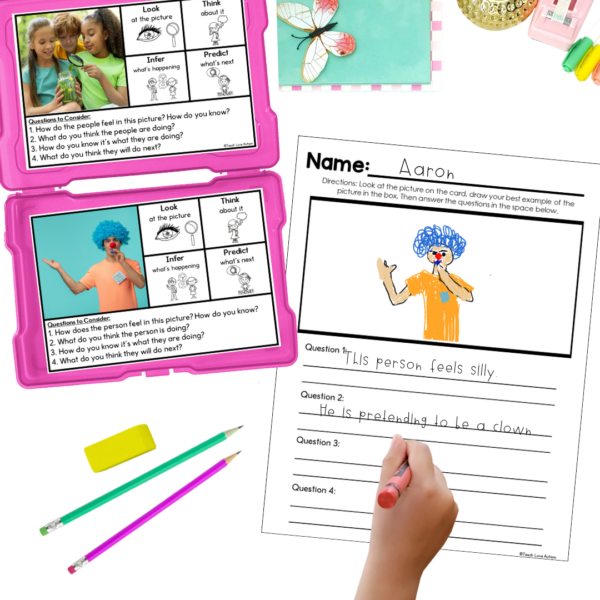 April real photo predict & infer task cards and worksheets