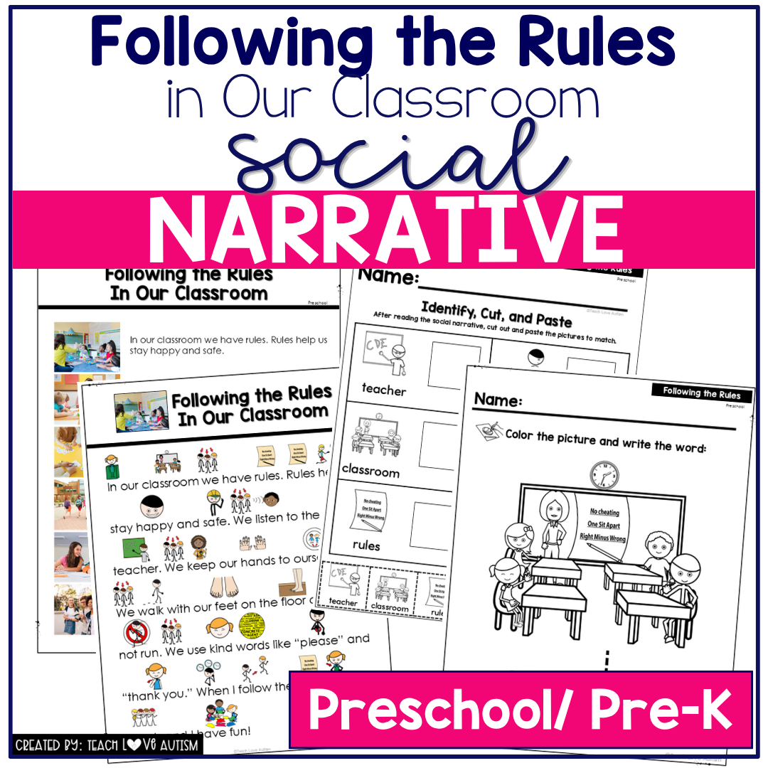 Following the Rules In Our Classroom Social Narrative for Preschool & Special Education